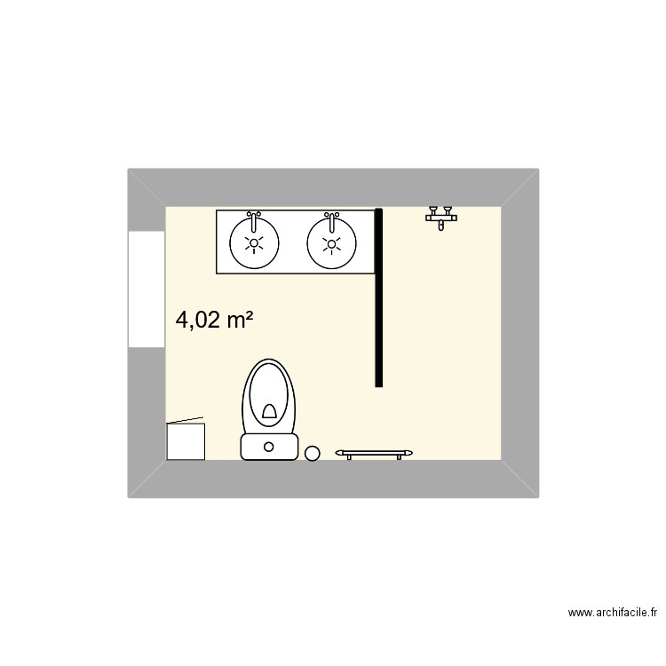 slle de bains. Plan de 1 pièce et 4 m2