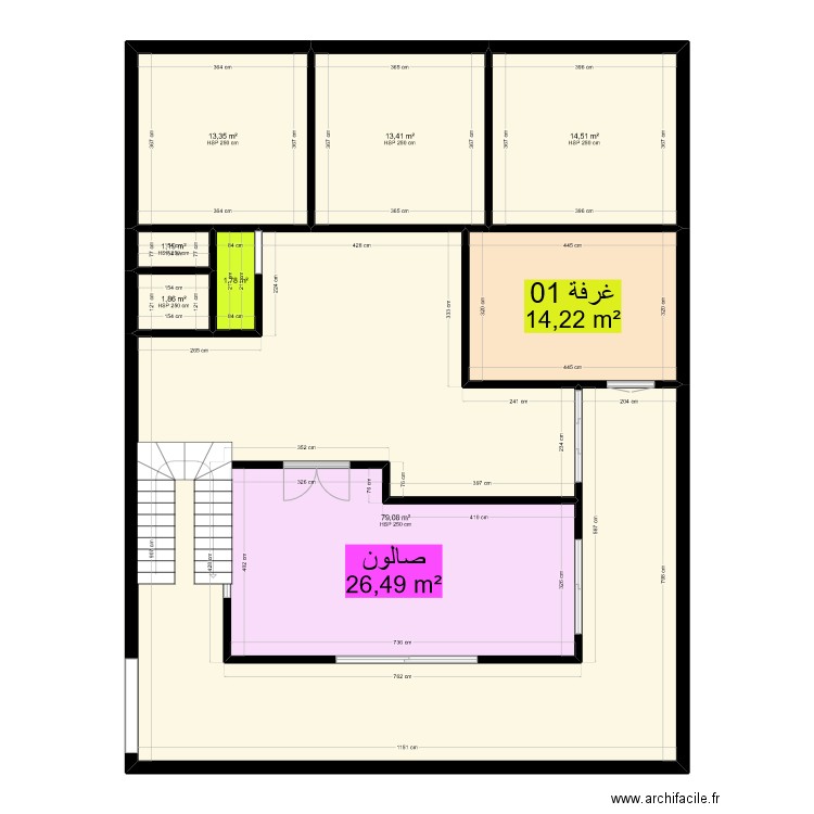 adar. Plan de 9 pièces et 166 m2