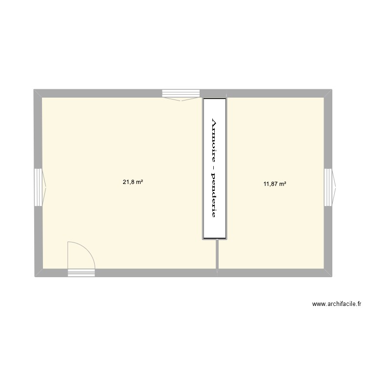 Terrasse Lahubiague. Plan de 2 pièces et 34 m2