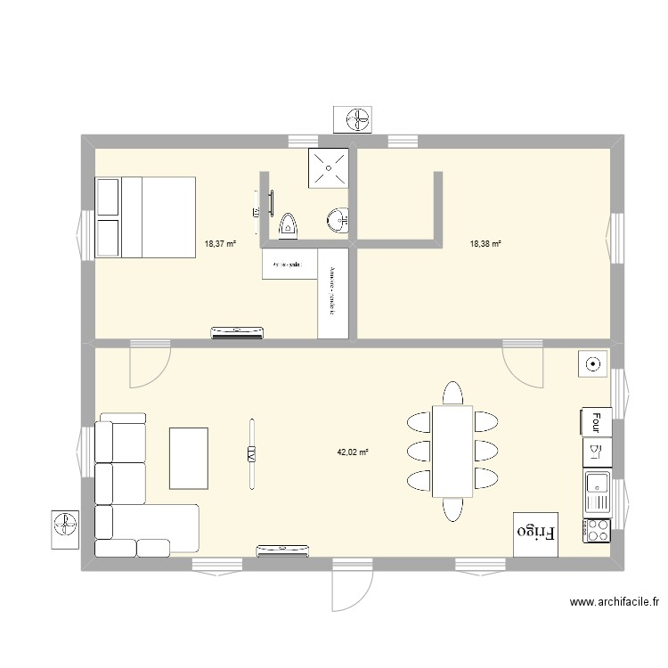 maison. Plan de 3 pièces et 78 m2