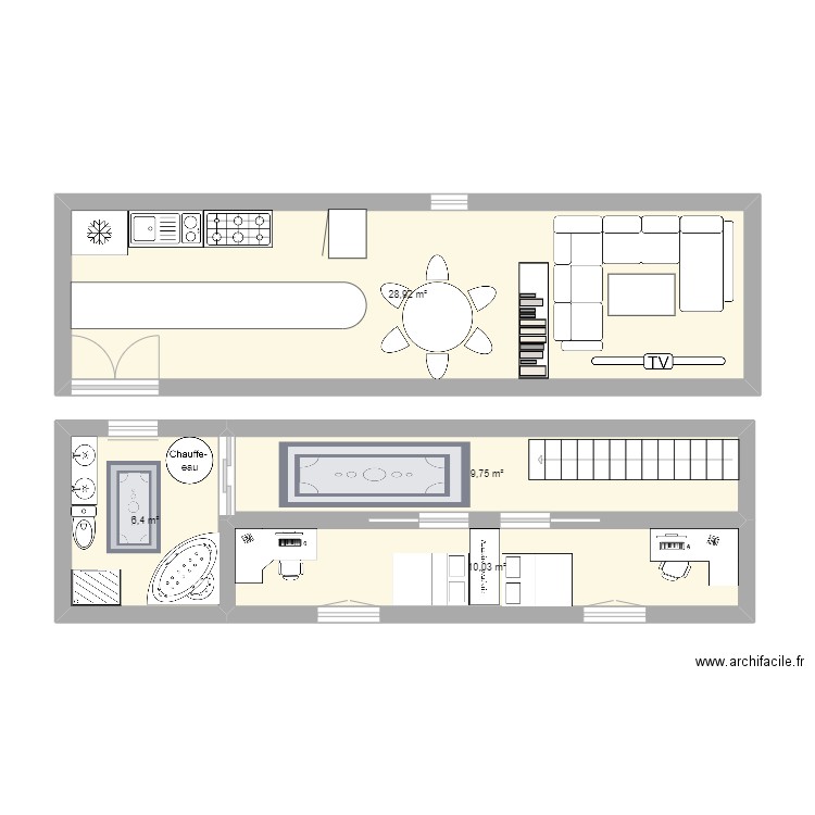 plan 1 reussi loulou et sophie. Plan de 4 pièces et 55 m2