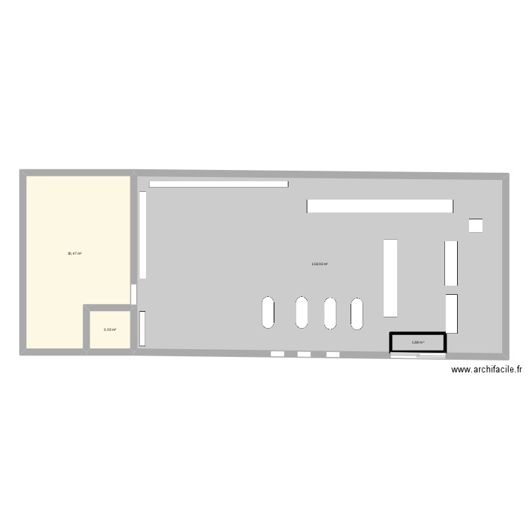 plan magasin 2. Plan de 4 pièces et 155 m2