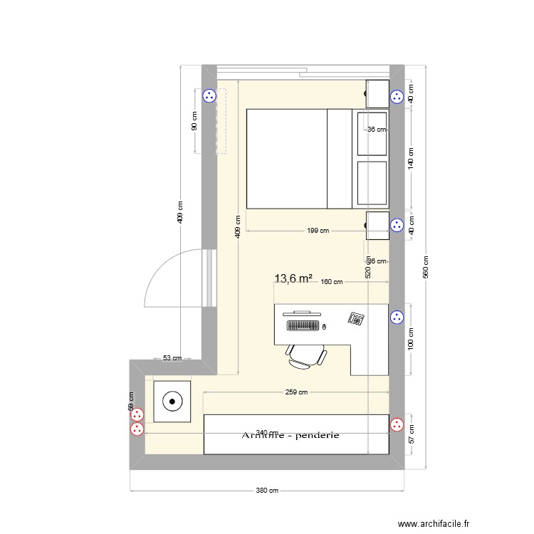 Garage. Plan de 1 pièce et 14 m2