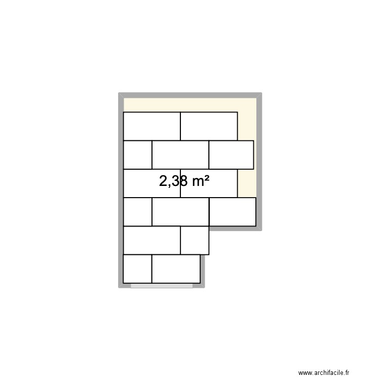 wc-etage. Plan de 1 pièce et 2 m2