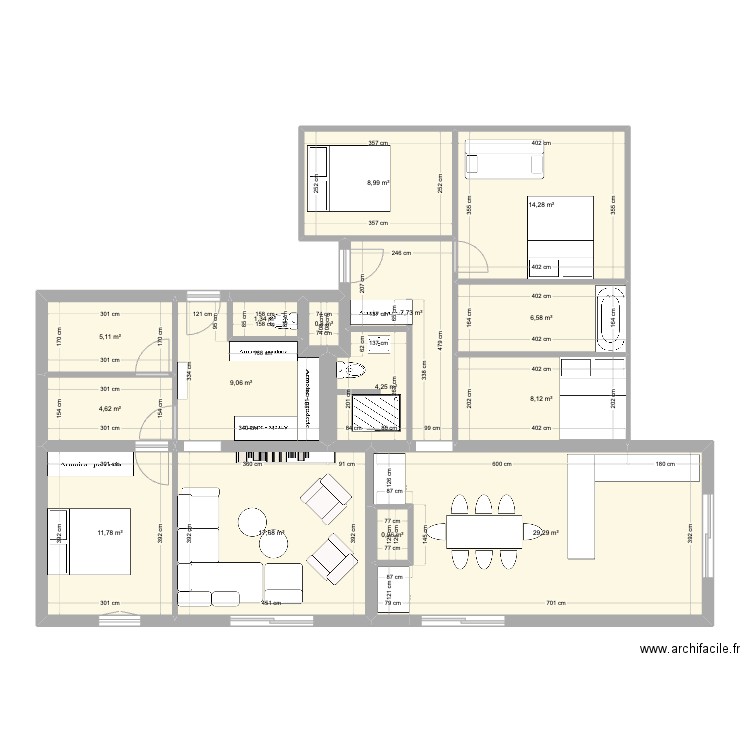 Appartement Megève. Plan de 15 pièces et 131 m2