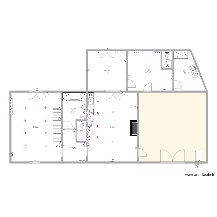 Leenhardt rdc. Plan de 10 pièces et 172 m2