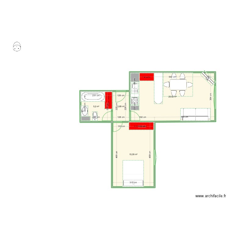 guzet 21. Plan de 4 pièces et 47 m2