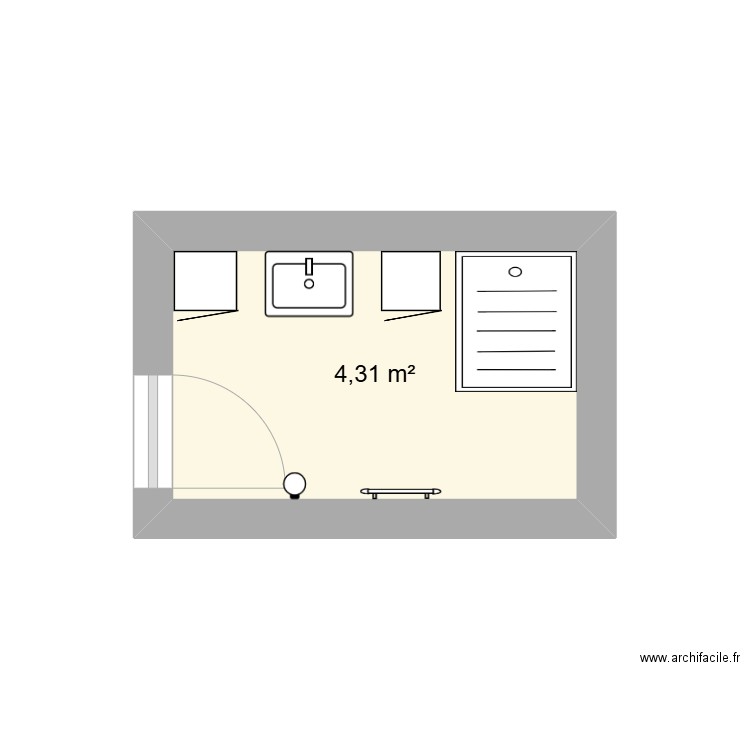 duf salle de bain. Plan de 1 pièce et 4 m2