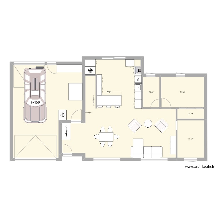 maison v5. Plan de 5 pièces et 129 m2