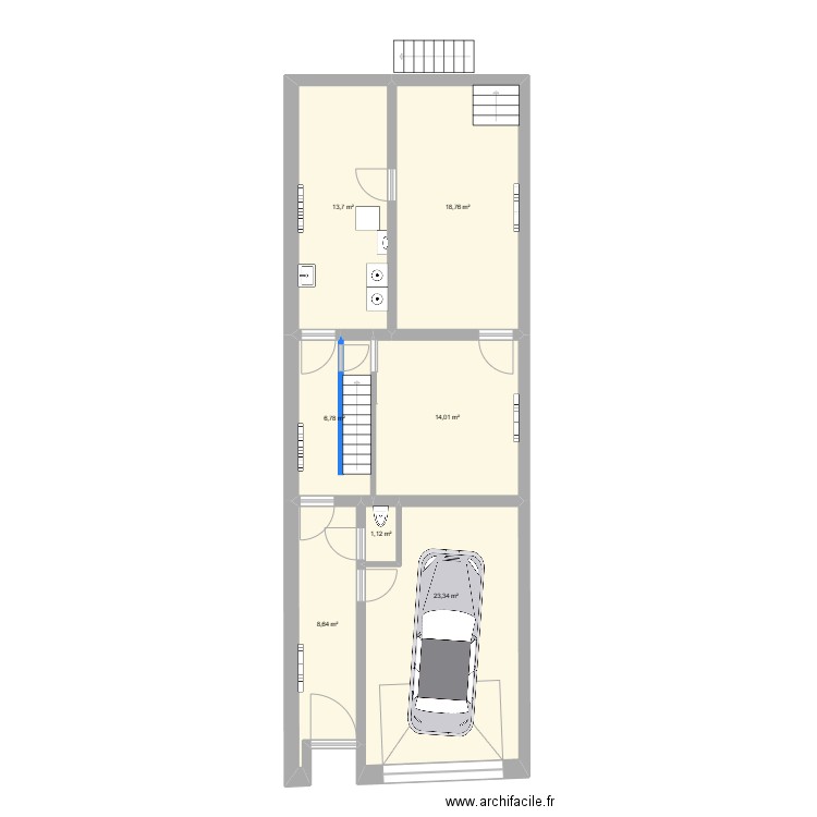 Maison rez. Plan de 7 pièces et 86 m2