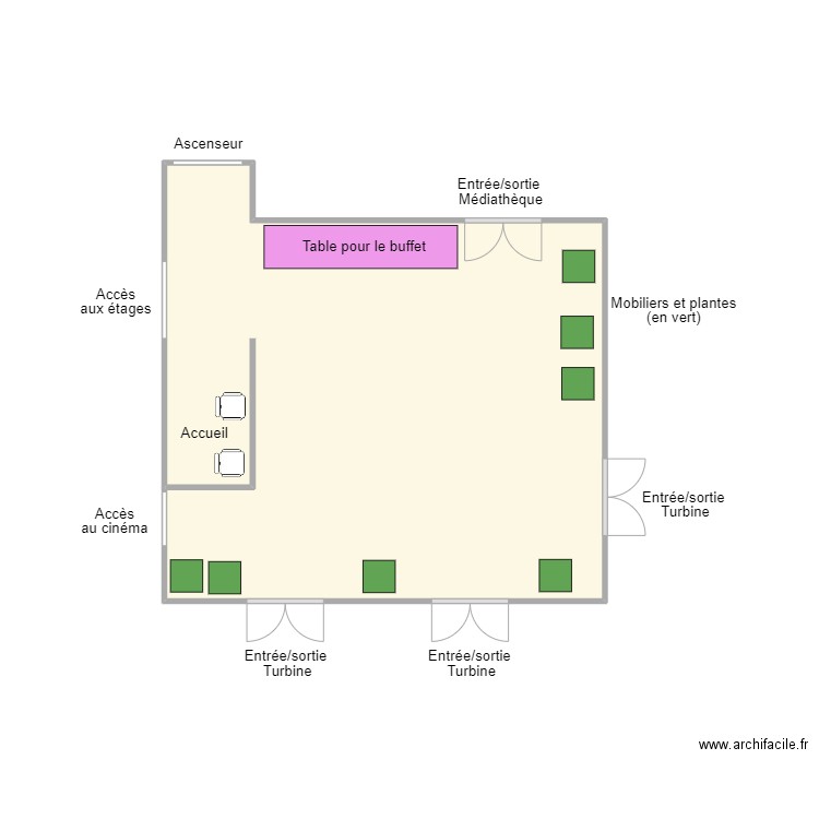 hall. Plan de 1 pièce et 29 m2