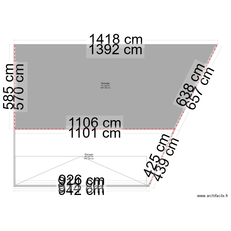 plan de masse dépendance. Plan de 2 pièces et 110 m2