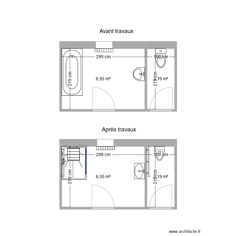 ALLEGRE Jean Pierre. Plan de 4 pièces et 17 m2