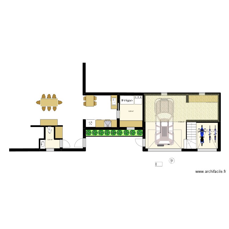 garage 11. Plan de 4 pièces et 57 m2