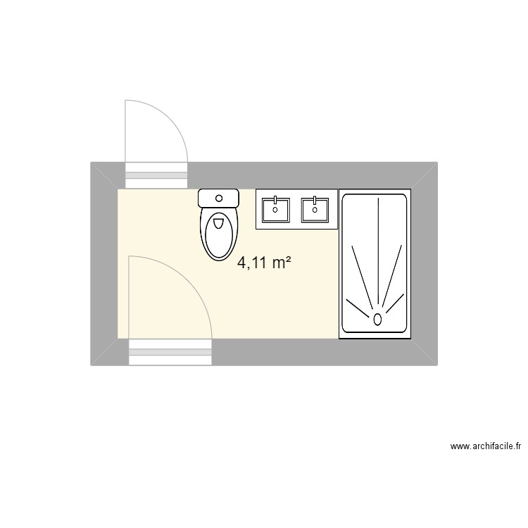 Salle d'eau FT ARAGO. Plan de 1 pièce et 4 m2