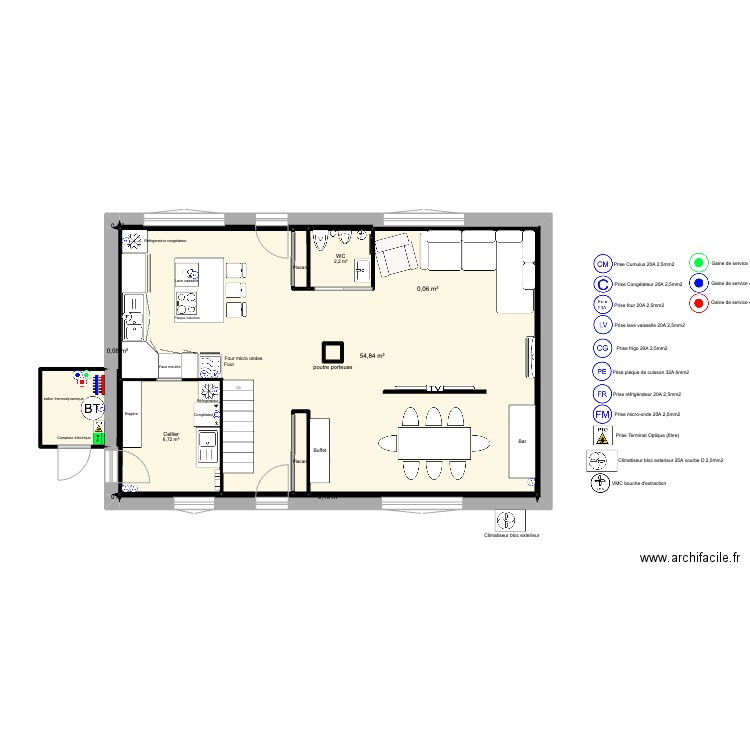 MOI RDC ELECTROMENAGER. Plan de 12 pièces et 69 m2