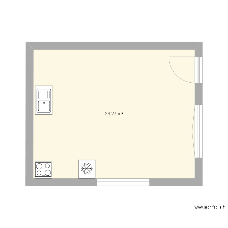 genvresse. Plan de 1 pièce et 24 m2