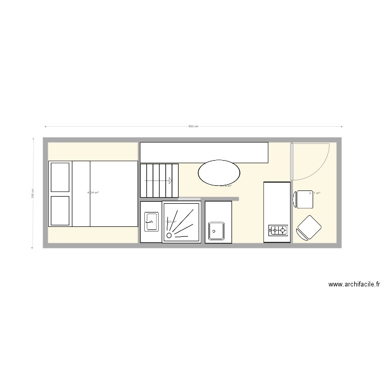 cellule chassis. Plan de 4 pièces et 13 m2