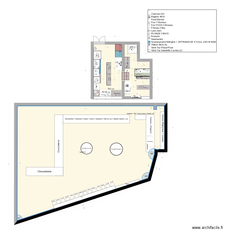 Boutique Sol-Béni. Plan de 3 pièces et 174 m2