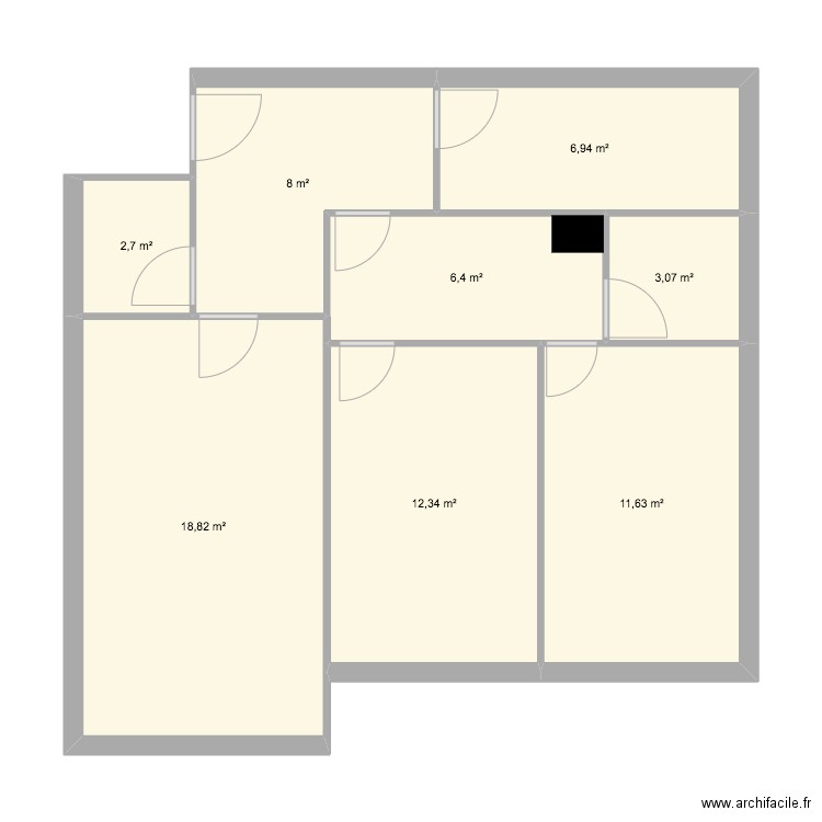 Bauchat origine 68,35. Plan de 8 pièces et 70 m2