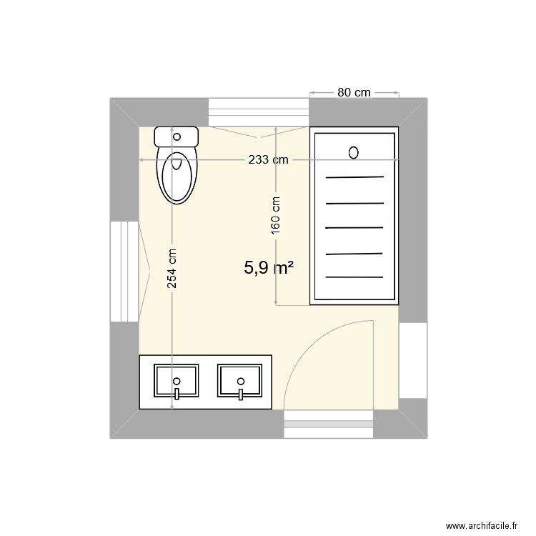 SdB R+1. Plan de 1 pièce et 6 m2