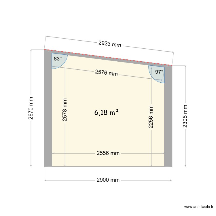 garagecoupe. Plan de 1 pièce et 6 m2