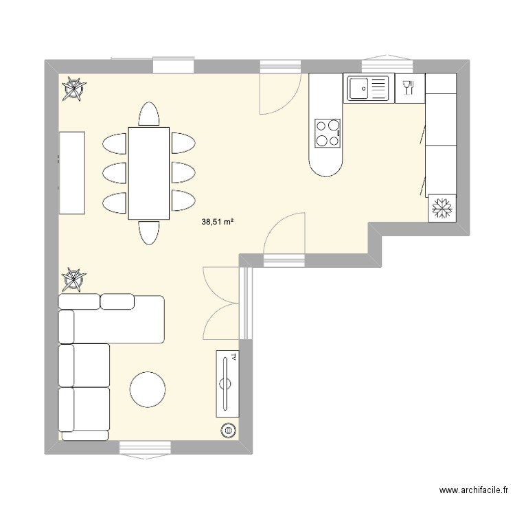 Plan maison marais 2. Plan de 1 pièce et 39 m2