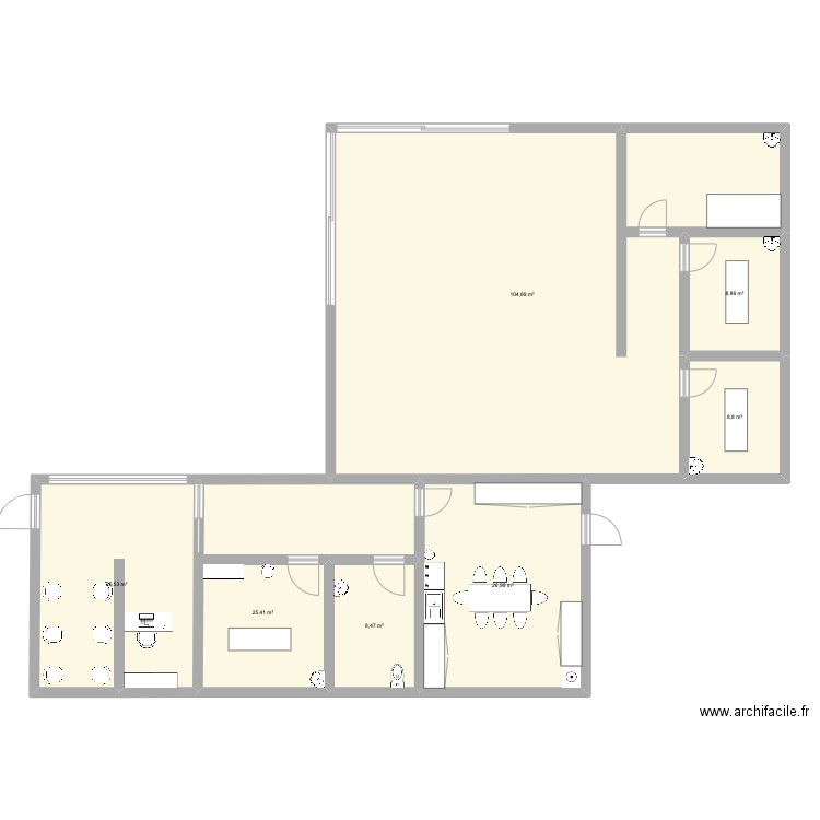 Cabinet kiné démence. Plan de 7 pièces et 209 m2