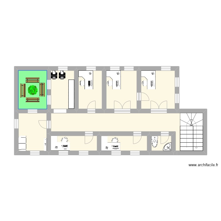 Magasin 2. Plan de 10 pièces et 44 m2