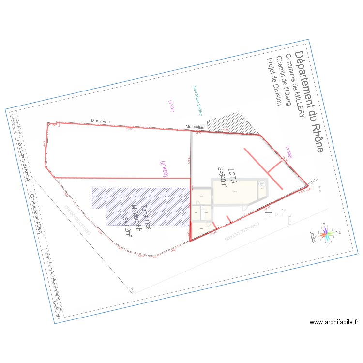 Millery - limite - etage 2 . Plan de 6 pièces et 85 m2