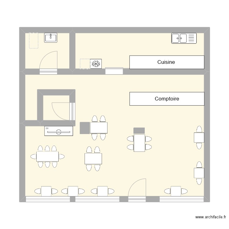 BRUN. Plan de 4 pièces et 56 m2