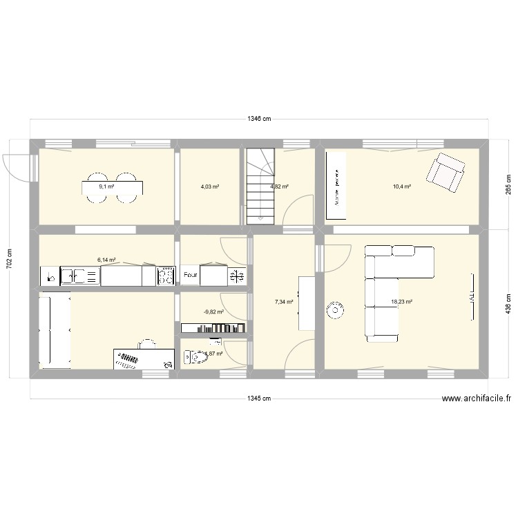 maison bergefosse projet. Plan de 9 pièces et 64 m2