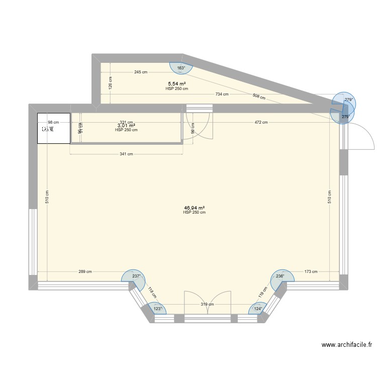 BOUTIQUE. Plan de 3 pièces et 55 m2