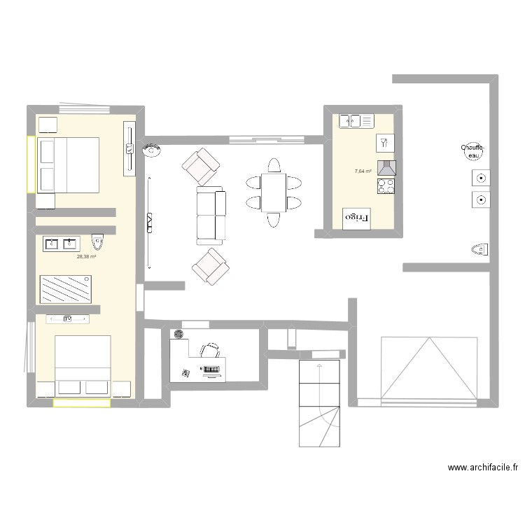 Maison 2025. Plan de 2 pièces et 36 m2