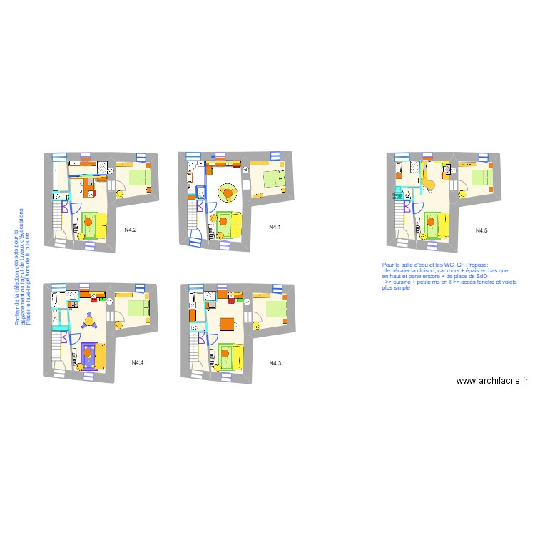 RCh  Demas 75_N4.1à5. Plan de 11 pièces et 187 m2