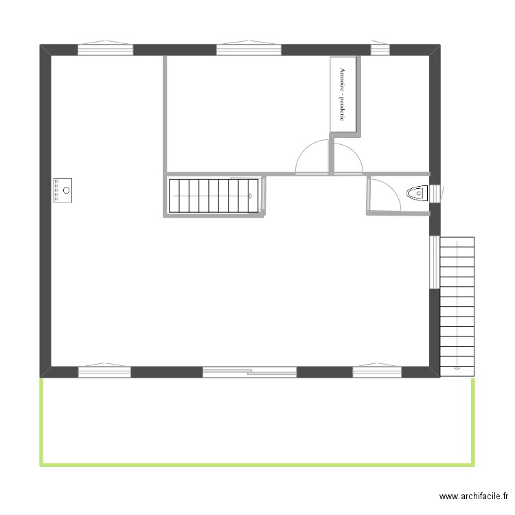 Etage. Plan de 1 pièce et 70 m2