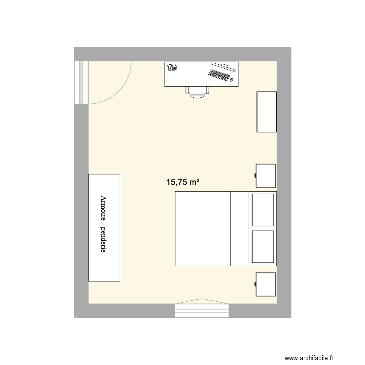 Chambre Orée 54. Plan de 1 pièce et 16 m2