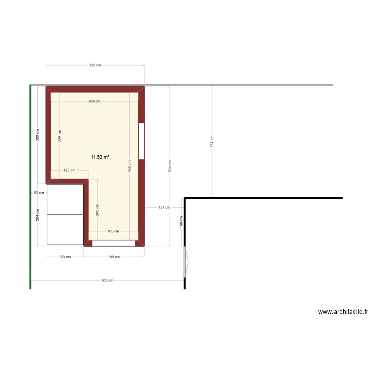 plan cabanon . Plan de 1 pièce et 12 m2