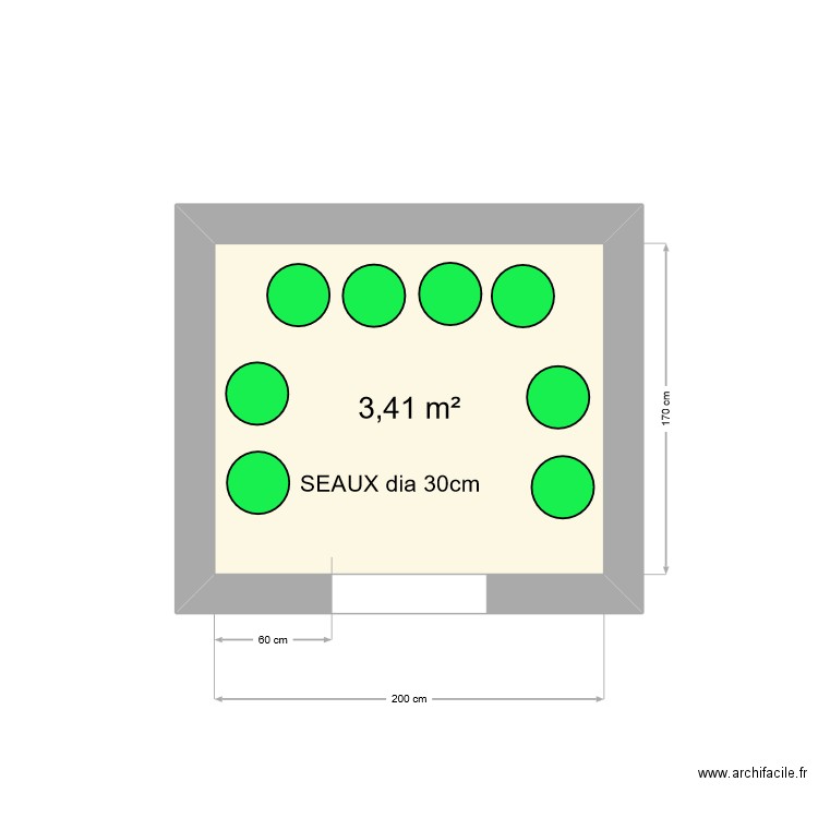 chambre froide. Plan de 1 pièce et 3 m2