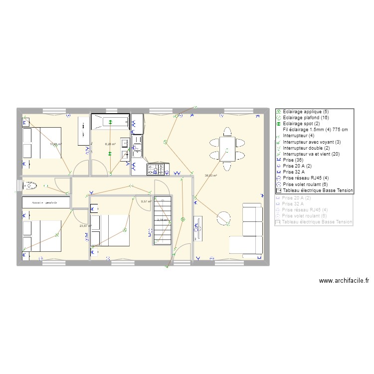 IAd. Plan de 9 pièces et 176 m2