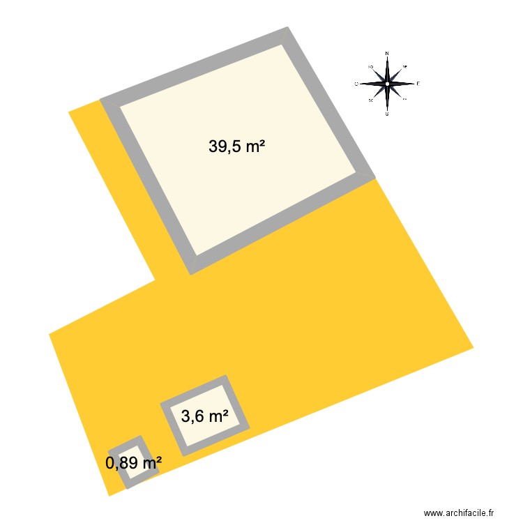 Maison Saverdun. Plan de 3 pièces et 44 m2