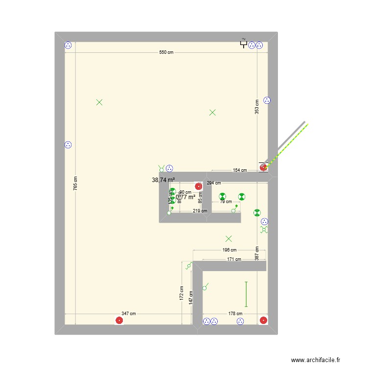 PLAN BAL6. Plan de 2 pièces et 40 m2