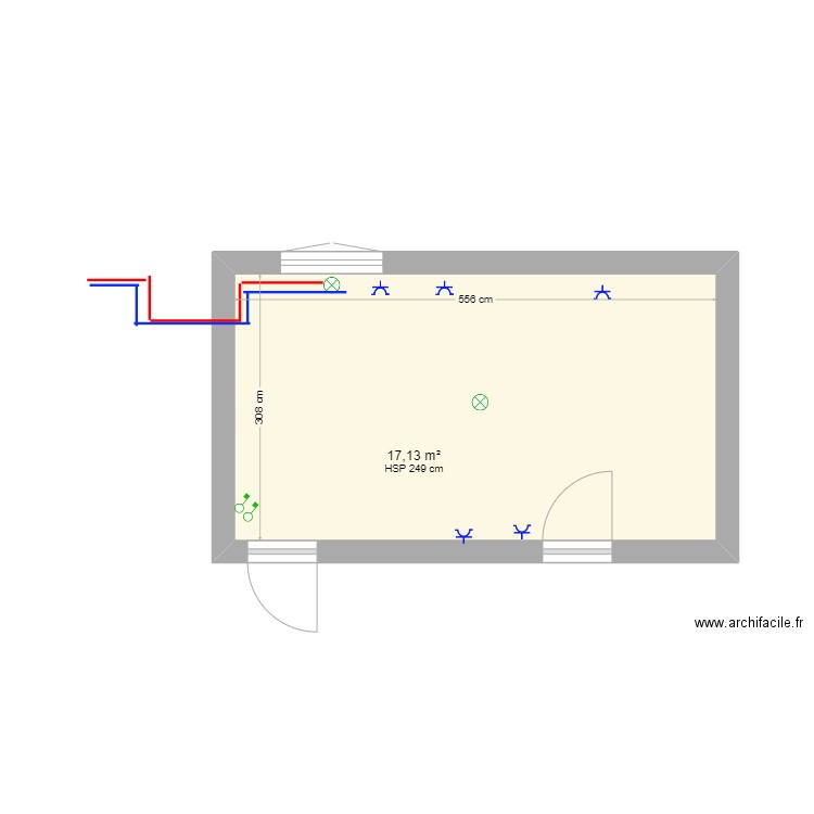 Test Fleron. Plan de 1 pièce et 17 m2