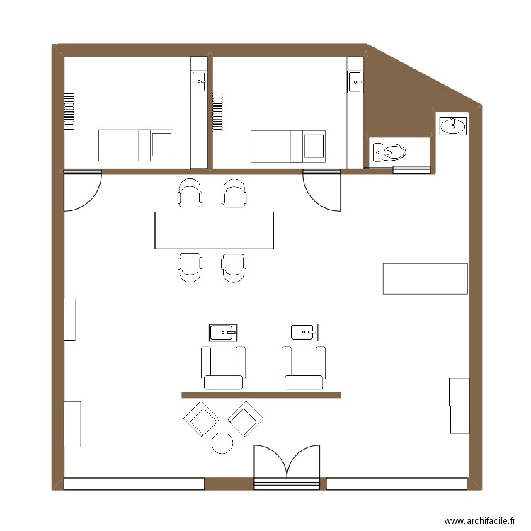 Institut. Plan de 5 pièces et 75 m2