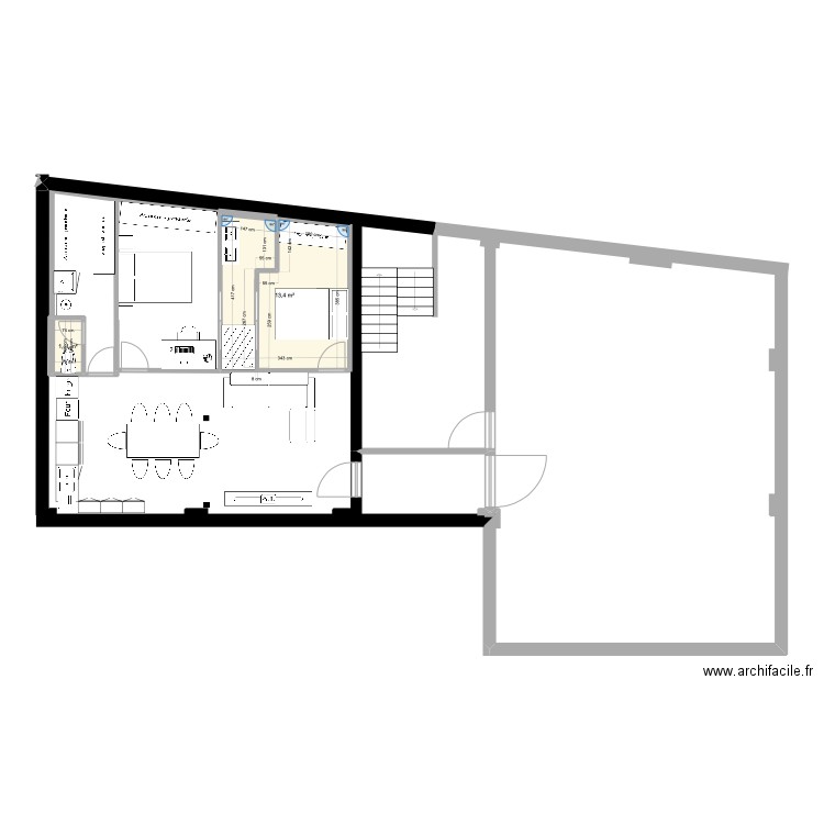 Plan Rdc/4/1 19 FM. Plan de 2 pièces et 15 m2