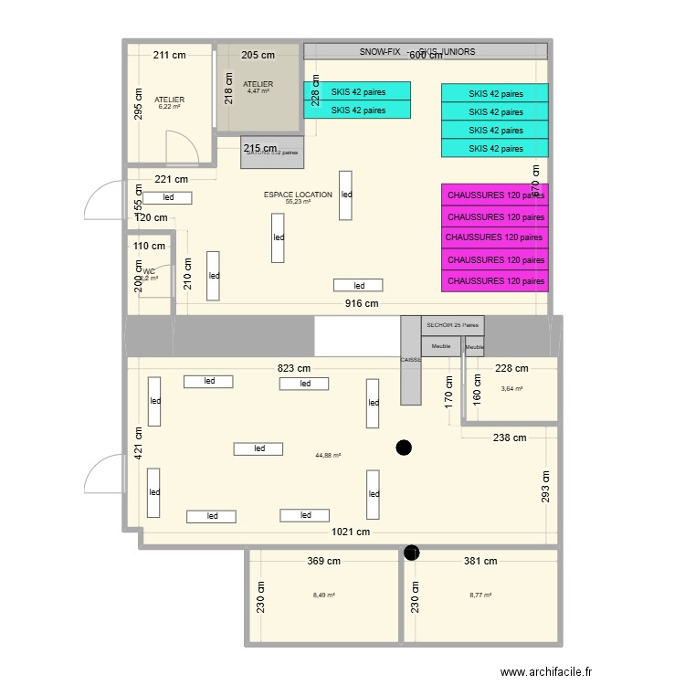 APRES SKI V2 - ECLAIRAGE. Plan de 8 pièces et 134 m2