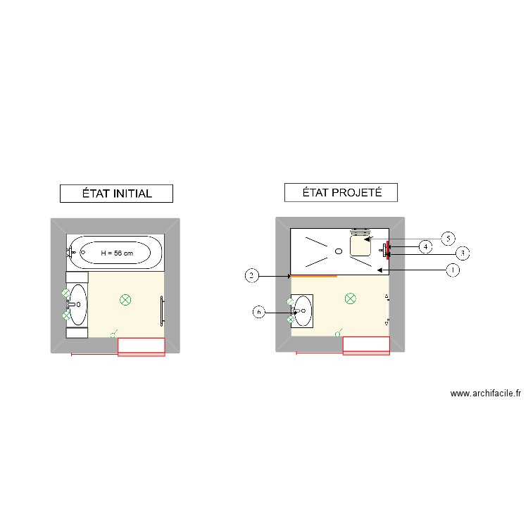 FARAND. Plan de 2 pièces et 6 m2