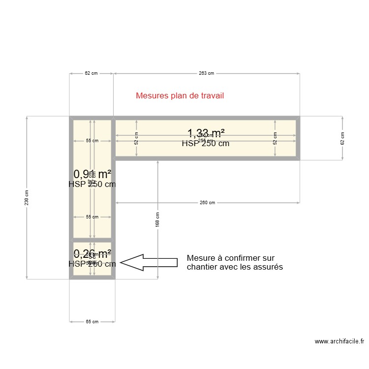 plan Bukowski plan de travail. Plan de 3 pièces et 3 m2