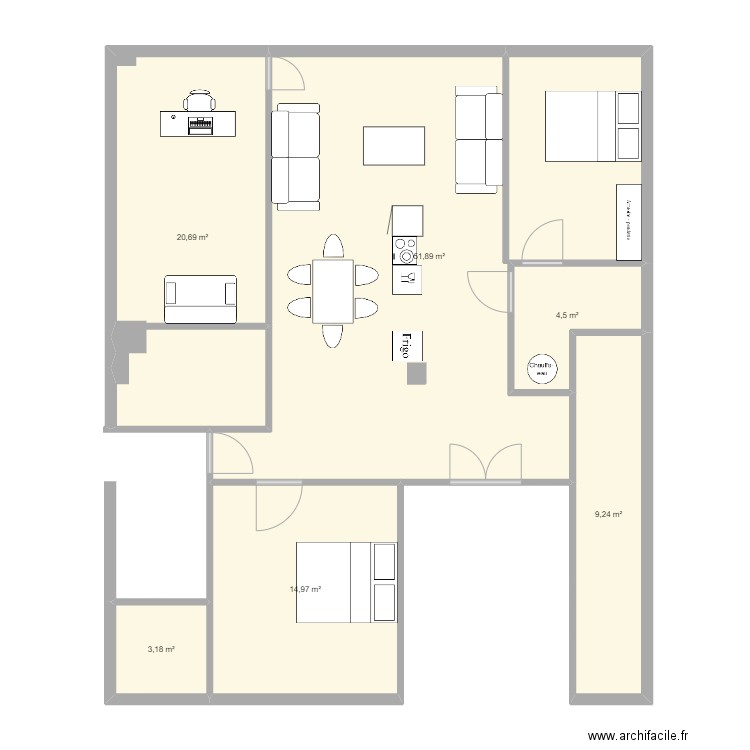 Hauteville apres tvx 3. Plan de 6 pièces et 104 m2