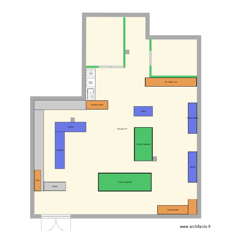 Magasin Prod 1. Plan de 1 pièce et 123 m2